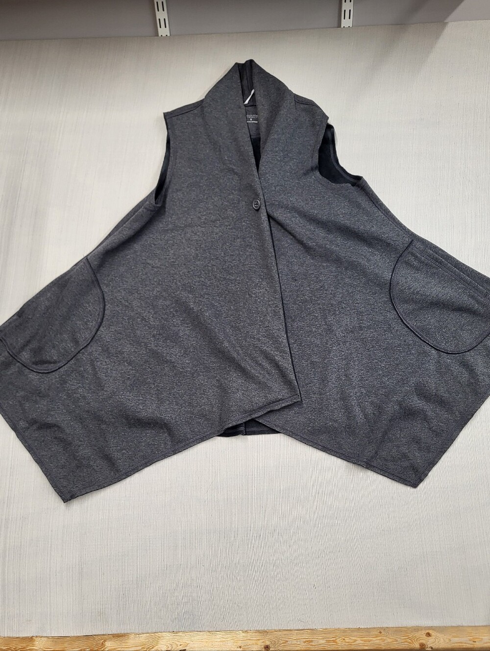 Calvin Klein Performance Drape Front Sleeveless Cardigan Vest Gray Women's Small